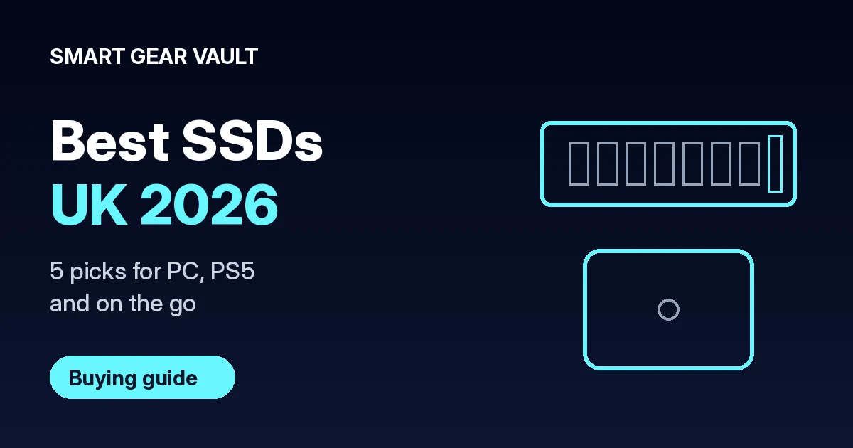 Smart Gear Vault graphic: best SSDs UK 2026